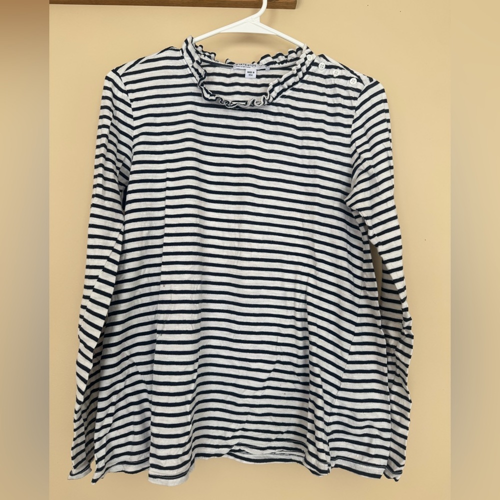 Stateside Black and White Striped Long Sleeve Top